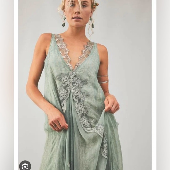 Free People Tea Dress with Lace in Ivory - Picture 3 of 6